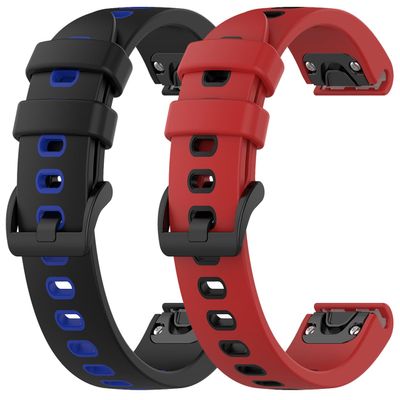 TenCloud Accessory Band Compatible with Garmin Fenix 7X Solar/Fenix 7X Pro Solar/Fenix 7X Pro Sapphire Solar 51mm Case Watch Band Easy Fit 26mm Intended for Garmin Fenix 7X Bands-2Pack (Black+Red)