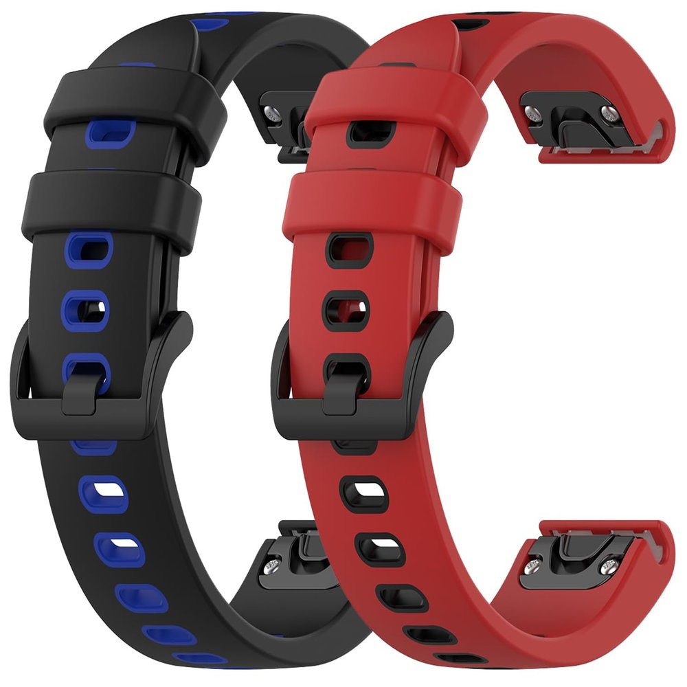 TenCloud Accessory Band Compatible with Garmin Fenix 7X Solar/Fenix 7X Pro Solar/Fenix 7X Pro Sapphire Solar 51mm Case Watch Band Easy Fit 26mm Intended for Garmin Fenix 7X Bands-2Pack (Black+Red)