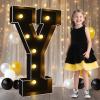 Pooqla 3 FT Marquee Light Up Letters, Black Marquee Letter Lights 3 Feet Tall, Giant LED Sign Big Mosaic Letters for Balloons Birthday Party Anniversary Wedding Decorations, Warm White Y view 1