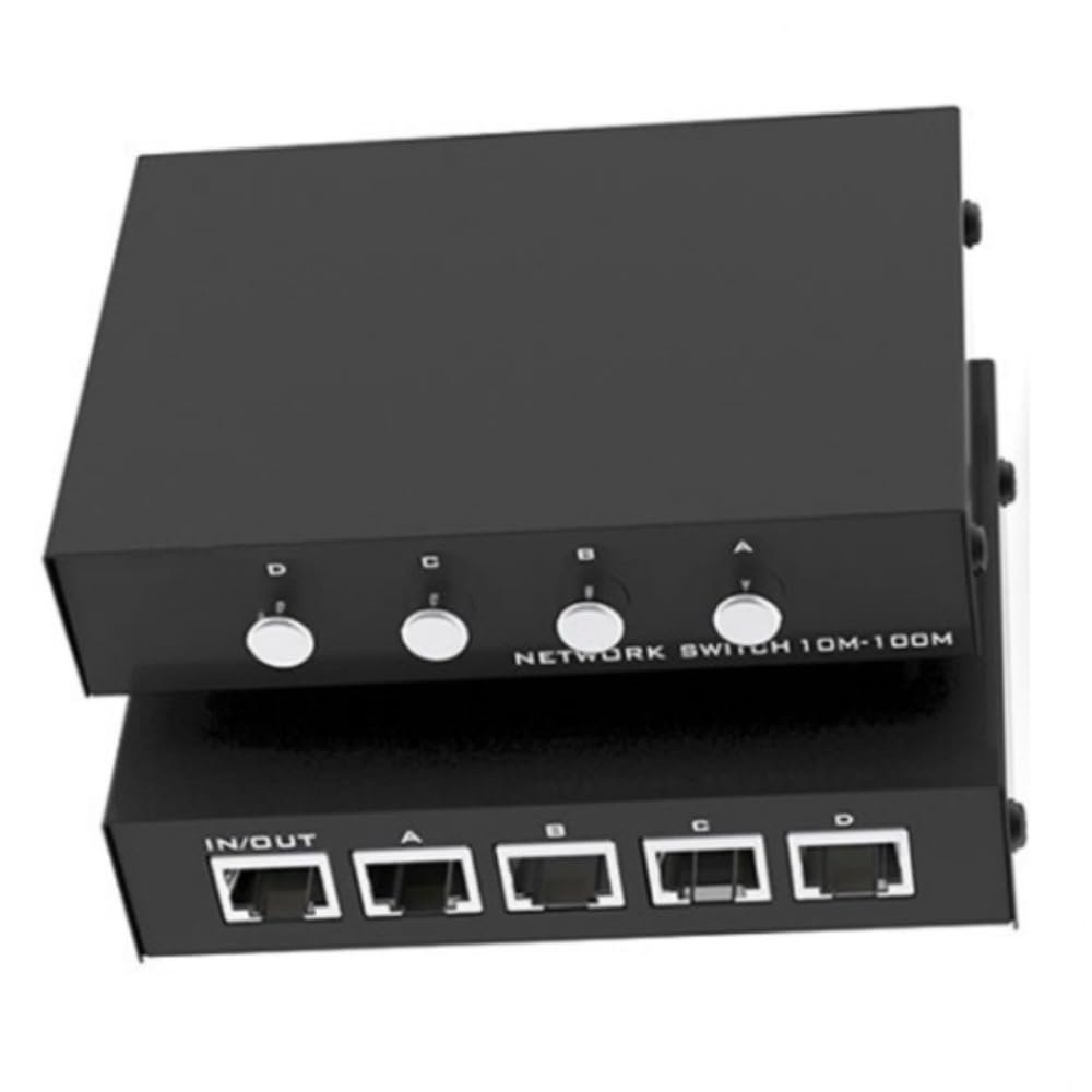 Suckoo Ethernet Cable 4 Port RJ45 Network Switch 4 in 1 Out 1 in 4 Out 100M 1000M Manual Pushbutton Gigabit Compatible Computer Host Router Switch 1 Host at a Time