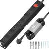 KF Matel 6 Outlet Power Strip Surge Protection 2100J,Heavy Duty Wide Space Power Strip with Flat Plug/Upgraded Switch,15A/1875W/14AWG 6FT Extension Cord in Home,Garage,Shop view 1