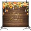 10x8ft Happy Birthday Fall Backdrop for Birthday Party Yellow Sunflower Autumn Leaf Farmhouse Retro Brown Background for Party Decoration Pictures Supplies Banner Portraits Photo Booth Shoot Props view 2