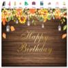 10x8ft Happy Birthday Fall Backdrop for Birthday Party Yellow Sunflower Autumn Leaf Farmhouse Retro Brown Background for Party Decoration Pictures Supplies Banner Portraits Photo Booth Shoot Props view 3