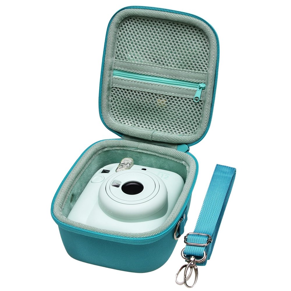 LTGEM Case Compatible with Fujifilm Instax Mini 12/11 / 10/9 / 8/7 / 7+ Instant Camera and FUJIFILM Instax Mini Instant Flim with Shoulder Strap, Mint Green(Case Only)