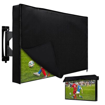 Outdoor TV Cover 39-40 Inch with Waterproof Zipper Velcro + Bottom Cover, HOMEYA 600D Heavy Duty Weatherproof TV Enclosure with Front Flap, for Outside LED LCD Flat Screen TVs-38''L x 22.5''H x 4.5"W