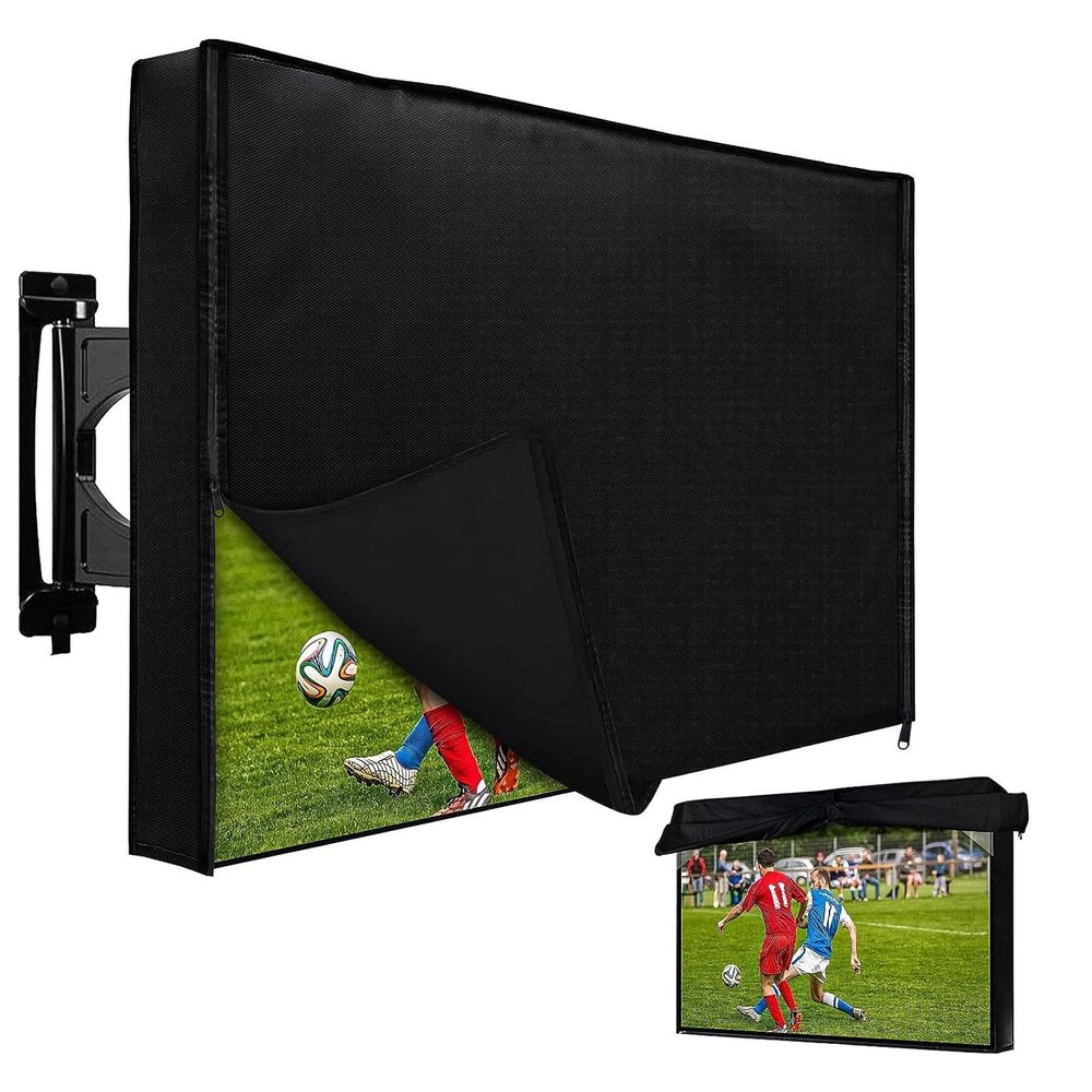 Outdoor TV Cover 39-40 Inch with Waterproof Zipper Velcro + Bottom Cover, HOMEYA 600D Heavy Duty Weatherproof TV Enclosure with Front Flap, for Outside LED LCD Flat Screen TVs-38''L x 22.5''H x 4.5"W