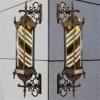 FidemM Light LED Barber Shop Pole Salon Light LED Light Retro Bronze Style Salon Barber Shop Sign Rotating Red White Blue Strips Waterproof Save Energy Wall Lamp (Color : Beige) view 2