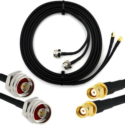 RANGEFUL 1m RP-SMA Male to N (Hex/Knurl Head) Twin Coaxial Cable  HF-240 (LMR 240 Equivalent) Dual Shotgun RPSMA Extension Lead  RP SMA Double Coax