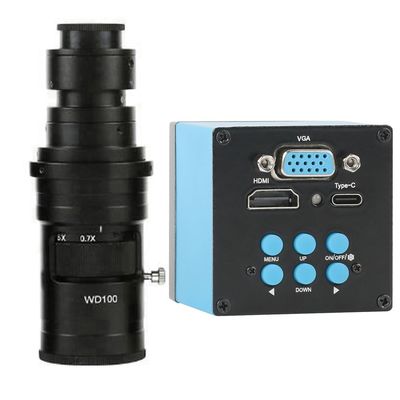 2023 1080P 2MP HDMI VGA Type-c PC Industrial Electronic Video Microscope Camera Video Recorder & 200X C-Mount Lens