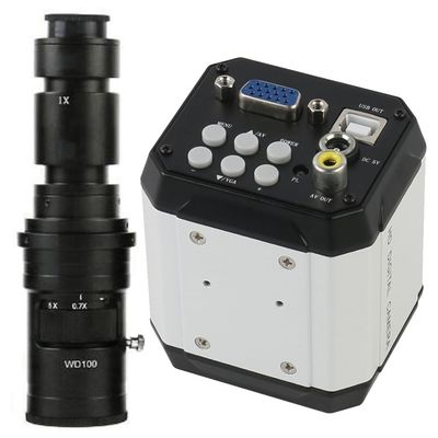 2 In 1 AV USB VGA Industrial Electronic Digital Microscope Camera & 500X C-Mount Lens For PCB Soldering Repair