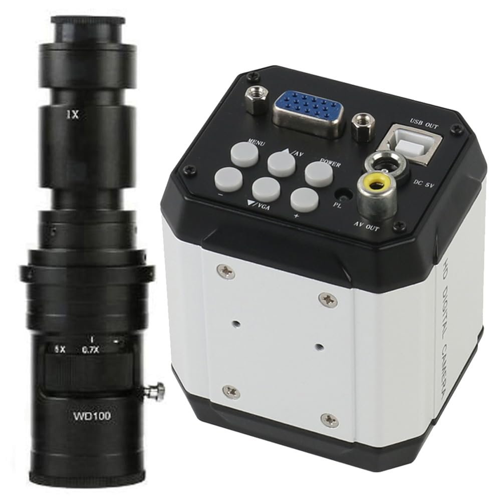 2 In 1 AV USB VGA Industrial Electronic Digital Microscope Camera & 500X C-Mount Lens For PCB Soldering Repair