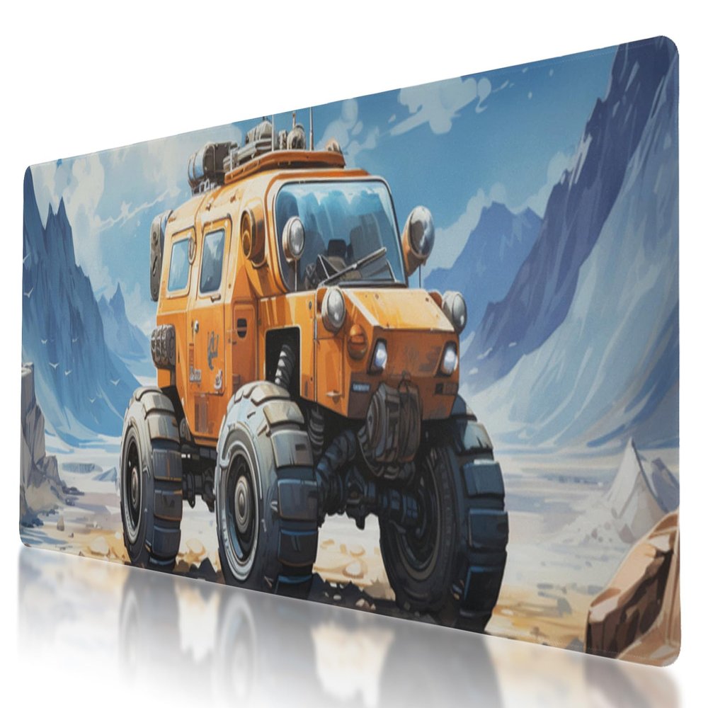 Stitched Edge, Non-Slip Rubber Base Moon Rover Printed Mouse Pad 35.5 x 16 Inch, Ideal for Gamers & Office Work