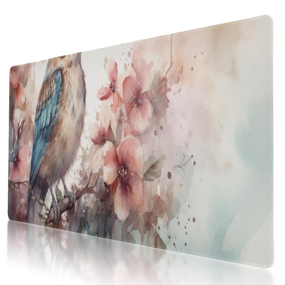 Stylish Birds Themed Mouse Pad 35.5 x 16 Inch, Anti-Slip Rubber Base, Ideal for Computer, Laptop, Office & Home Use