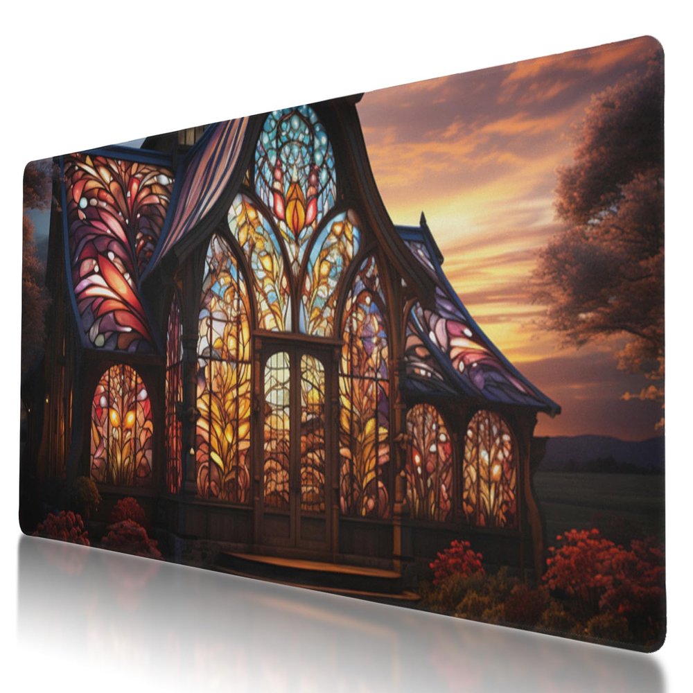 Barn Themed Large Gaming Mouse Pad 35.5 x 16 Inch, Waterproof, Stitched Edges, Perfect for Esports and Office