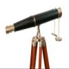 SUGRA ART 62 Inches Floor Standing Admirals Solid Brass Black Leather Binocular, Fully Functional Nautical Home Decor Binoculars for Adults with Wooden Tripod Stand view 2