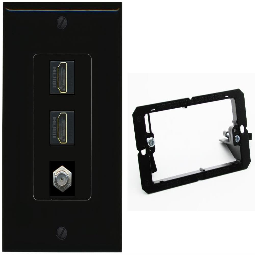 Coax 2 HDMI Wall Plate-Bracket Black/Black