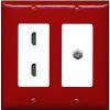 Coax 2 HDMI Wall Plate-2 Gang Red/White view 1