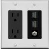 Coax 2 HDMI Wall Plate-Outlet Gray/Black view 1