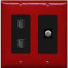 Coax 2 HDMI Wall Plate-2 Gang Red/Black view 1