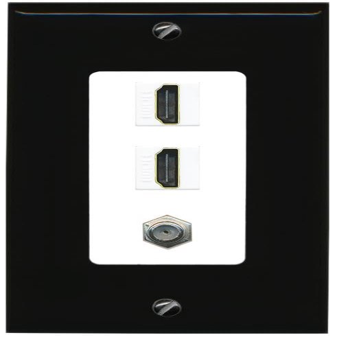 Coax 2 HDMI Wall Plate-1 Gang Black/White