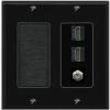 Coax 2 HDMI Wall Plate-Brush Black/Black view 1