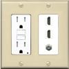 Coax 2 HDMI Wall Plate-GFCI Ivory/White view 1