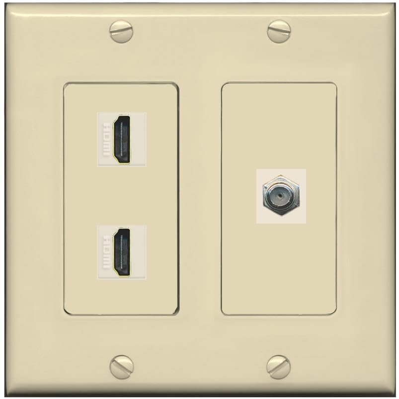 Coax 2 HDMI Wall Plate-2 Gang Ivory/Ivory