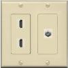 Coax 2 HDMI Wall Plate-2 Gang Ivory/Ivory view 1