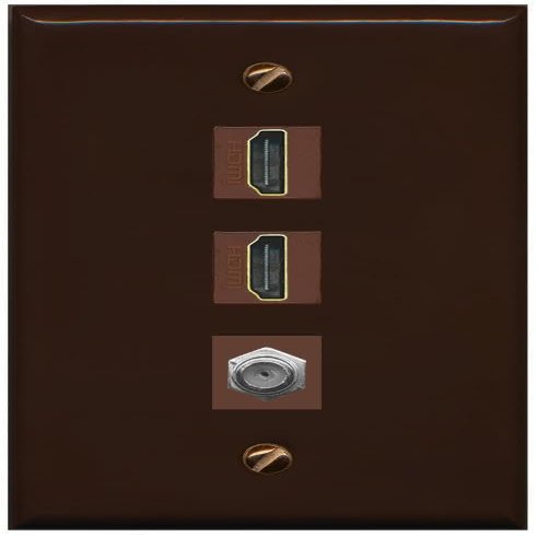 Coax 2 HDMI Wall Plate-Flat Brown/Brown