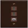 Coax 2 HDMI Wall Plate-Flat Brown/Brown view 1