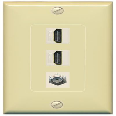 Coax 2 HDMI Wall Plate-1 Gang Ivory/Ivory