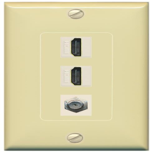 Coax 2 HDMI Wall Plate-1 Gang Ivory/Ivory