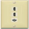 Coax 2 HDMI Wall Plate-1 Gang Ivory/Ivory view 1