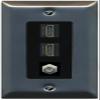 Coax 2 HDMI Wall Plate-1 Gang Stainless/Black view 1