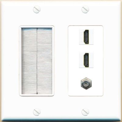 Coax 2 HDMI Wall Plate-Brush White