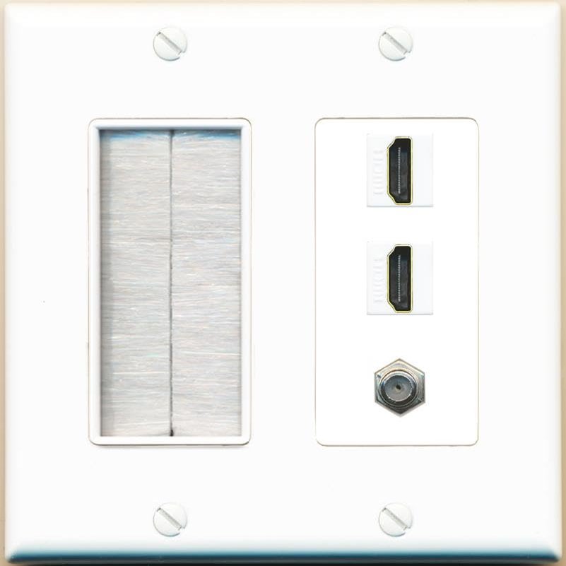 Coax 2 HDMI Wall Plate-Brush White