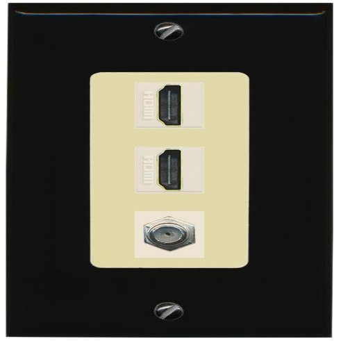 Coax 2 HDMI Wall Plate-1 Gang Black/Ivory