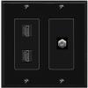 Coax 2 HDMI Wall Plate-2 Gang Black/Black view 1