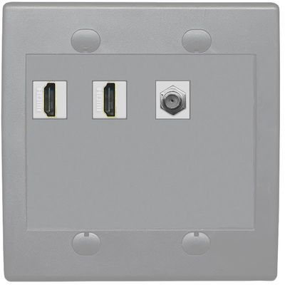 Coax 2 HDMI Wall Plate-Flat 2 Gang Gray/Gray
