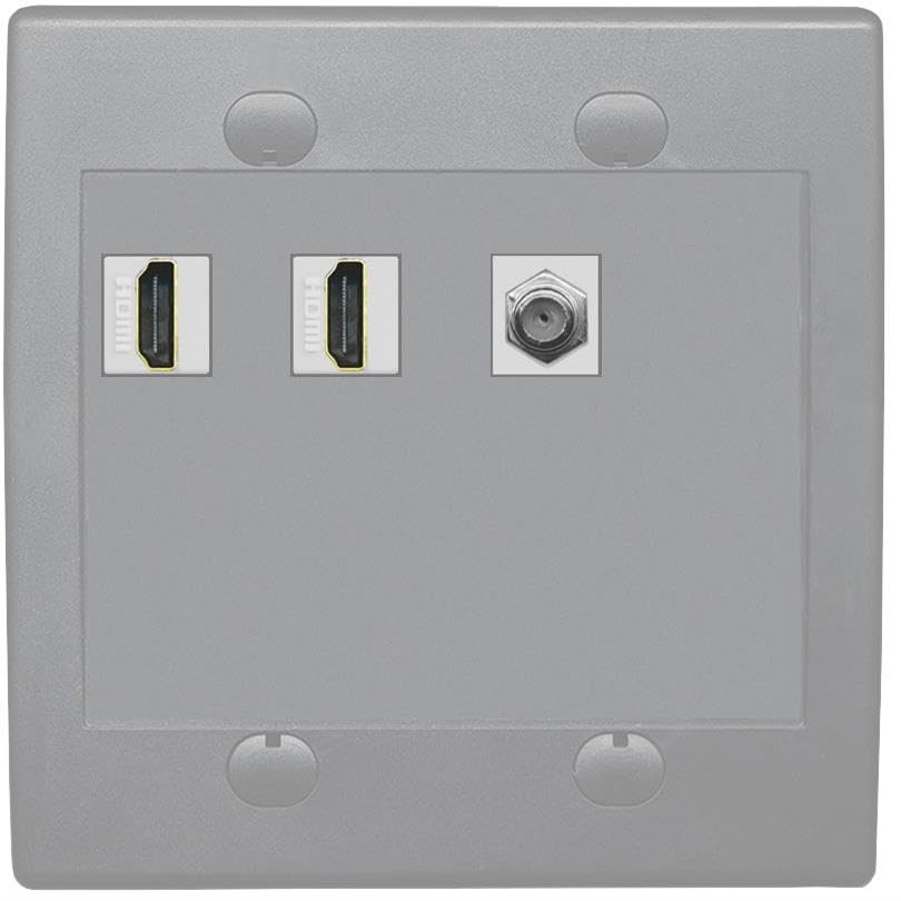 Coax 2 HDMI Wall Plate-Flat 2 Gang Gray/Gray