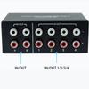 Bi-Directional No External Power No Noise 4 Way 2 in 4 Out or 4 in 2 Out Audio Sound selector RCA Female Stereo 4 Channel Splitter switcher Box Switching view 2