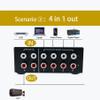Bi-Directional No External Power No Noise 4 Way 2 in 4 Out or 4 in 2 Out Audio Sound selector RCA Female Stereo 4 Channel Splitter switcher Box Switching view 4