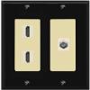 Coax 2 HDMI Wall Plate-2 Gang Black/Ivory view 1