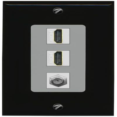 Coax 2 HDMI Wall Plate-1 Gang Black/Gray