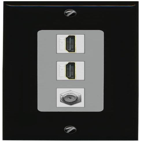 Coax 2 HDMI Wall Plate-1 Gang Black/Gray
