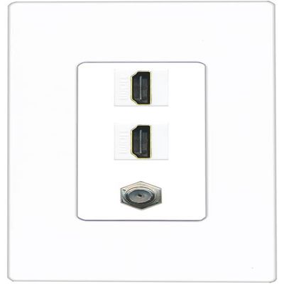 Coax 2 HDMI Wall Plate-1 Gang Screwless White