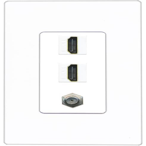 Coax 2 HDMI Wall Plate-1 Gang Screwless White