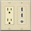 Coax 2 HDMI Wall Plate-Outlet Ivory/Ivory view 1