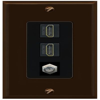 Coax 2 HDMI Wall Plate-1 Gang Brown/Black
