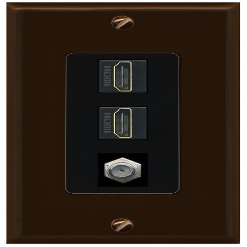 Coax 2 HDMI Wall Plate-1 Gang Brown/Black